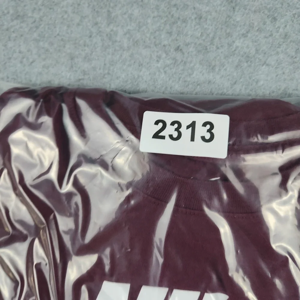 Nike T-Shirt‎ Mens Medium Maroon Spell Out Just Do It Long Sleeve Crew Neck Tee